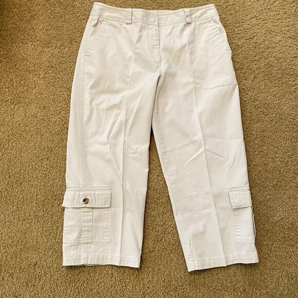NEW Rafaela CARGO Pants Cropped Khaki Beige 31x21 MINT CONDITION 10 Petite - Picture 1 of 8